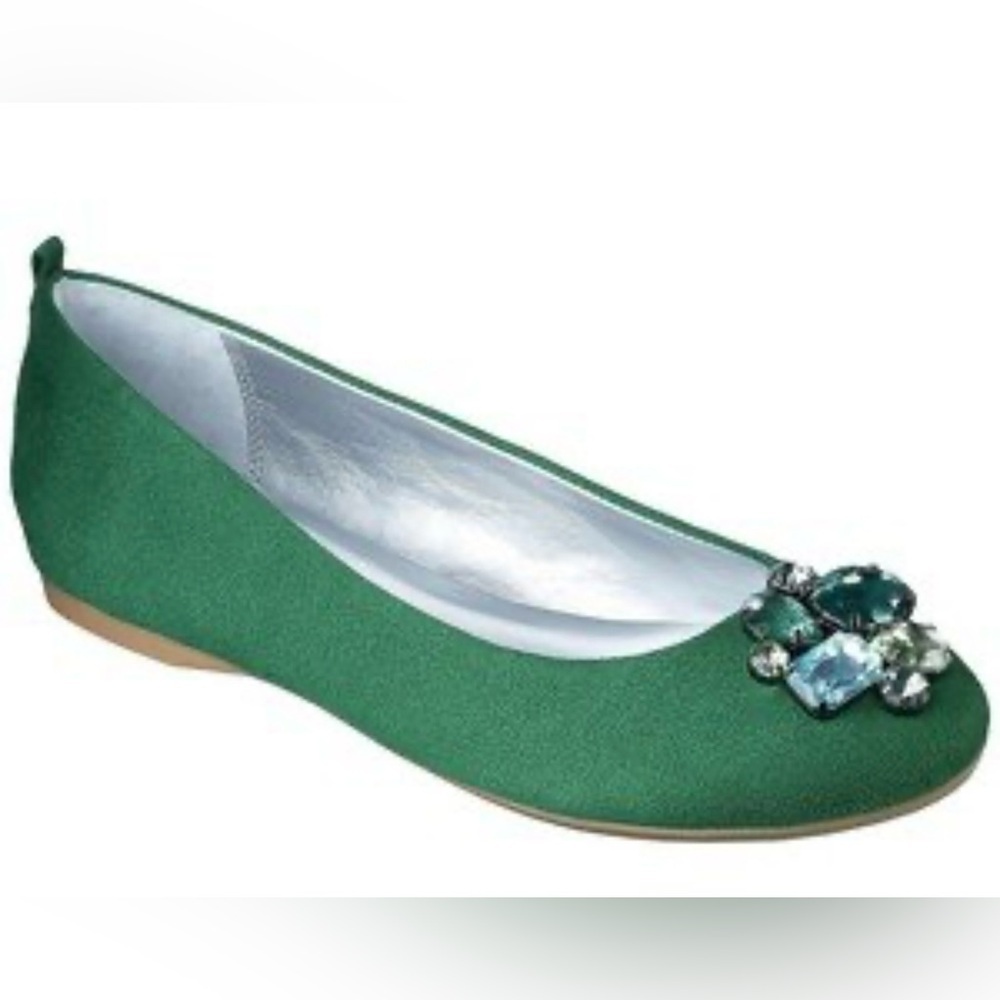 Mossimo Supply Co. Green Flats with Gemstone Detail - Picture 2 of 3